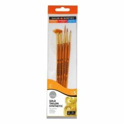 Cheapest 🔔 Daler-Rowney Gold Taklon Round And Flat Synthetic Brushes 5 Pack 👍