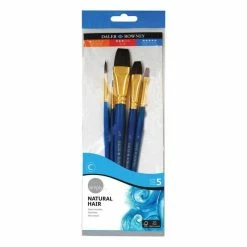 Hot Sale ❤️ Daler-Rowney Simply Natural Camel Hair Brushes 5 Pack 🔔