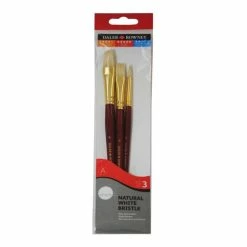 Best Sale 🔥 Daler-Rowney White Bristle Short Handle Brushes 3 Pack ⭐