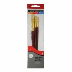 Budget 🌟 Daler-Rowney White Bristle Short Handle Brushes 3 Pack ✨