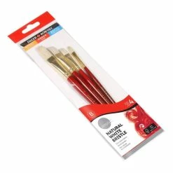 Cheap 🎁 Daler-Rowney White Bristle Short Handle Brushes 4 Pack 🔔