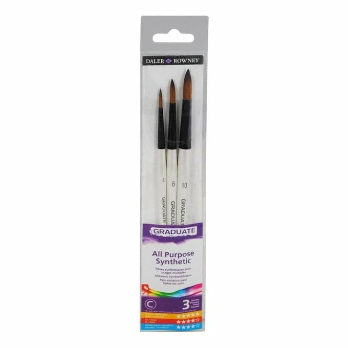 New โ๏ธ Daler-Rowney Graduate Synthetic Round Brushes 3 Pac ๐งจ 1 New โ๏ธ Daler-Rowney Graduate Synthetic Round Brushes 3 Pac ๐งจ