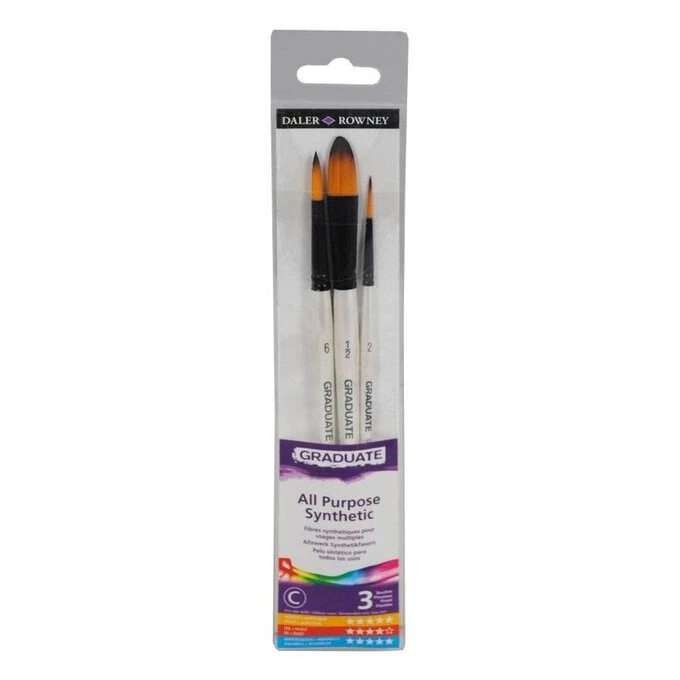 Hot Sale โจ Daler-Rowney All Purpose Synthetic Brushes 3 Pack ๐ 1 Hot Sale โจ Daler-Rowney All Purpose Synthetic Brushes 3 Pack ๐