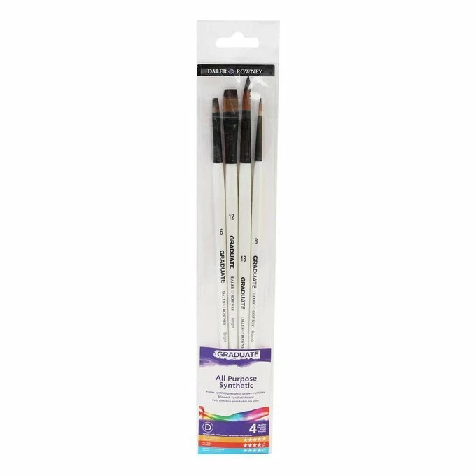 Discount ๐ Daler-Rowney Graduate All Purpose Bright And Round Brushes 4 Pack โจ 2 Discount ๐ Daler-Rowney Graduate All Purpose Bright And Round Brushes 4 Pack โจ - Image 2