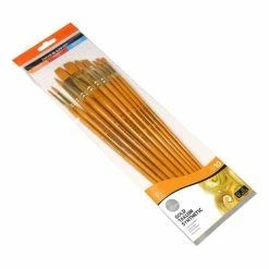 Discount 🎁 Daler-Rowney Gold Taklon Long Handled Brushes 10 Pack 🎁