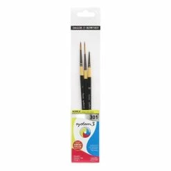 Cheapest 🎉 System 3 Daler-Rowney System3 Acrylic 301 Long Handle Brush Set 3 Pack ⭐