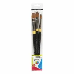Outlet ⌛ System 3 Daler-Rowney System3 Acrylic 302 Long Handle Brush Set 3 Pack 😀
