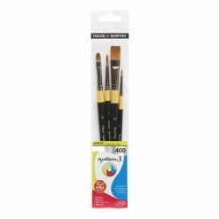 New 🌟 System 3 Daler-Rowney System3 Acrylic 400 Long Handle Brush Set 4 Pack 😀