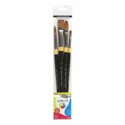 Flash Sale ✔️ System 3 Daler-Rowney System3 Acrylic 402 Long Handle Brush Set 4 Pack 😍