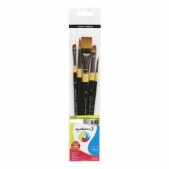 Budget 🛒 System 3 Daler-Rowney System3 Acrylic 500 Long Handle Brush Set 5 Pack 🎉