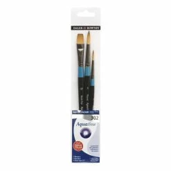 Cheap ✔️ Daler-Rowney Aquafine Short Handled Watercolour Brushes Set 302 3 Pack ⭐