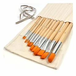 Best deal 🛒 Hobbycraft 12 Nylon Paint Brushes In Canvas Holder 🤩