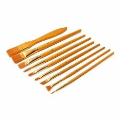 Hot Sale ✨ Hobbycraft Gold Taklon Brush Set 10 Pack 🥰
