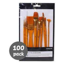 Wholesale 🎁 Hobbycraft Gold Taklon Brush 100 Pack Bundle 👍